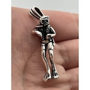 Scuba Diver Sterling Silver 925 Pendant For Necklace